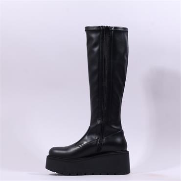 Marco Moreo Vale Side Zip Knee High - Black Leather